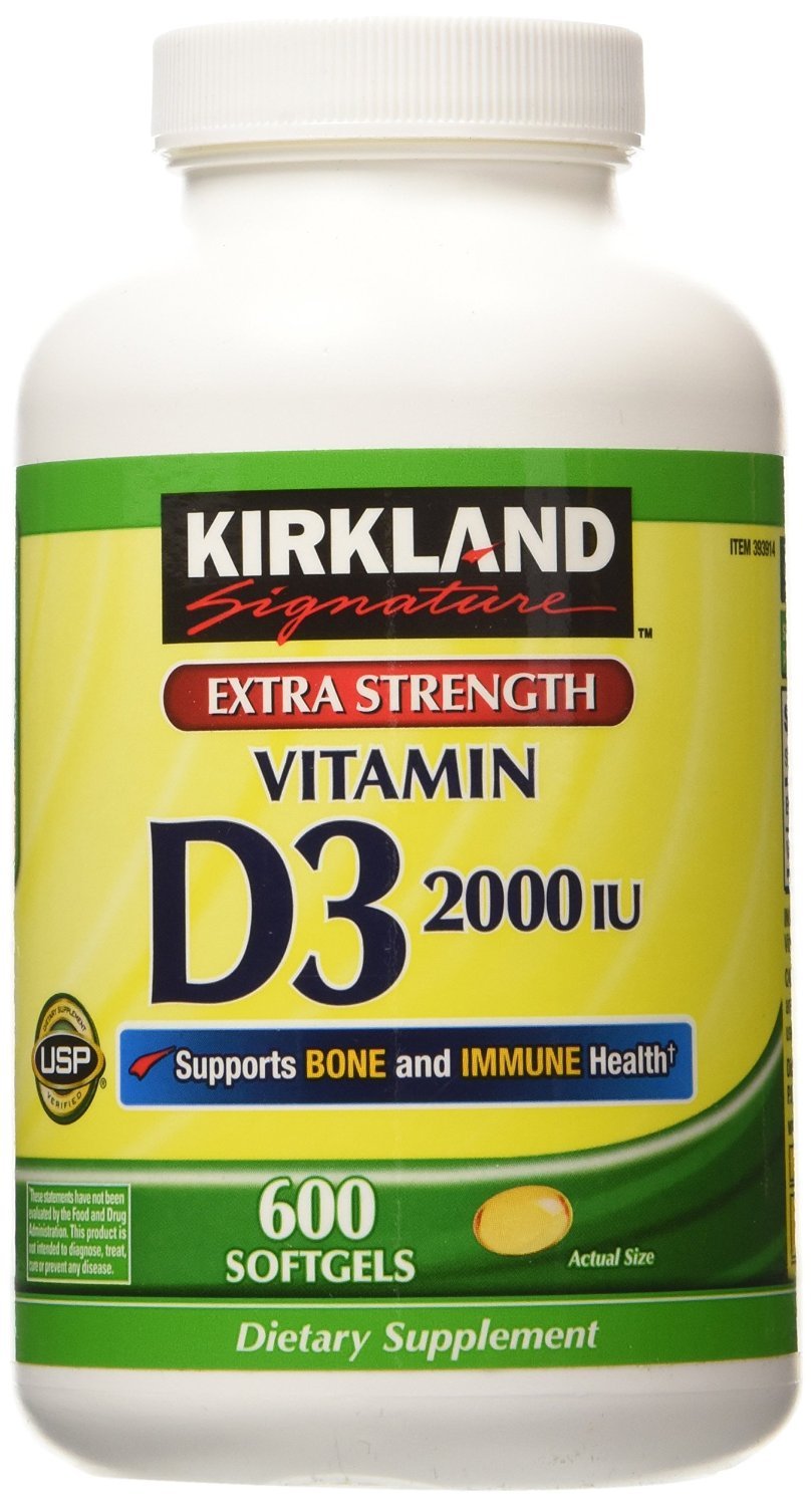 Kirkland Signature Extra Strength D3 50 mcg., 600 Softgels (4 Pack)